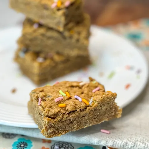 Birthday Cake Protein Blondies