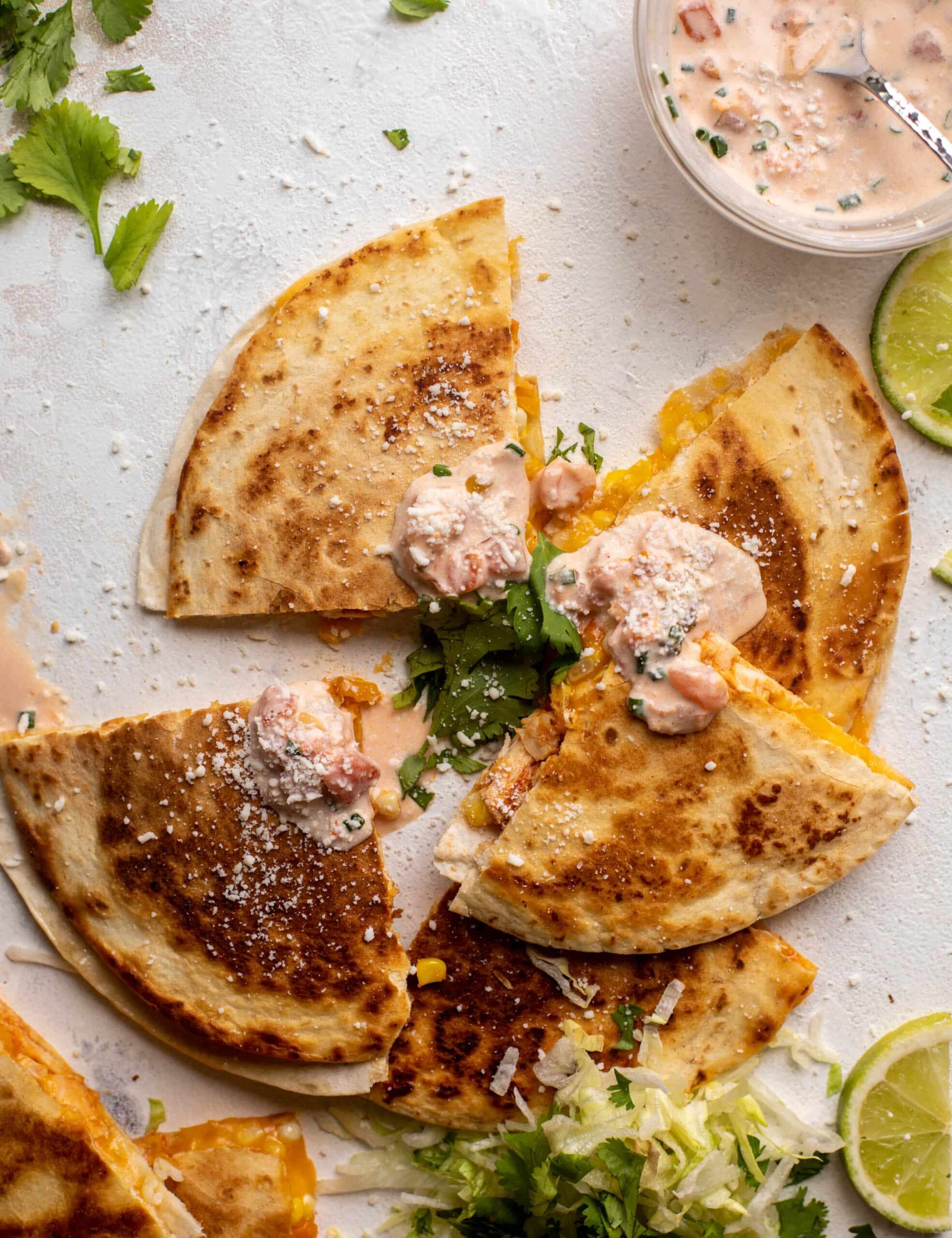 hot honey chicken quesadillas